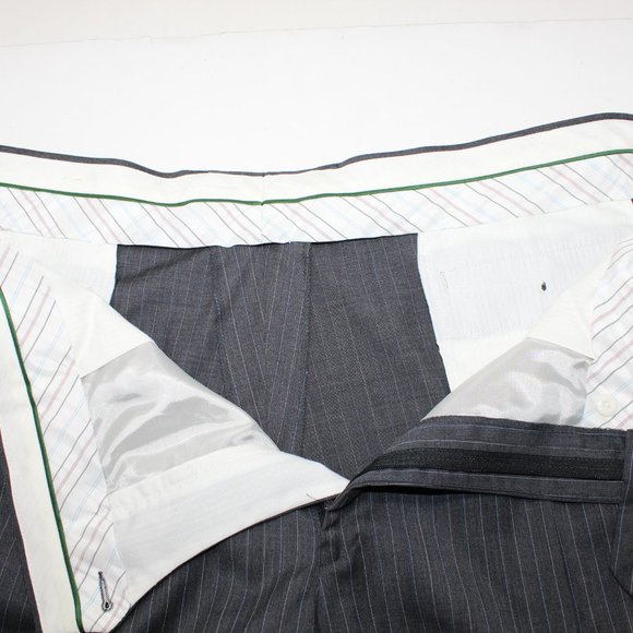 LAUREN Ralph Lauren Green Label Pleated NWT Mens 43 x 30 Gray Striped Wool Pants - Picture 8 of 8